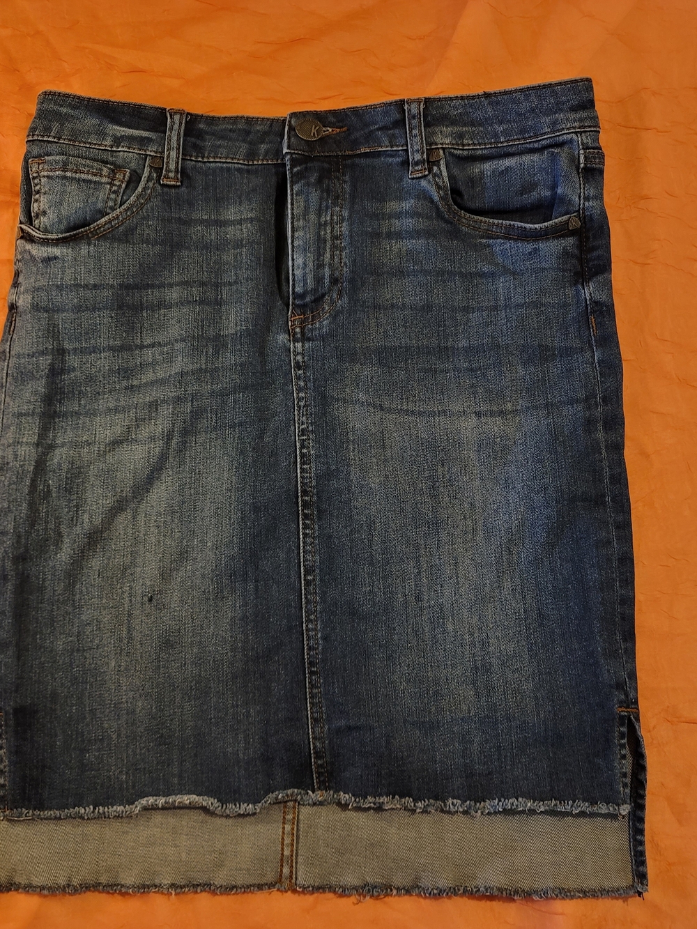 Kut From The Kloth High-low Connie Blue Denim Skirt with Frayed Hem